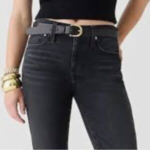 Classic Black Leather Belt Gold Buckle Small EUC